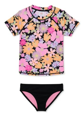 2pc Floral Rush Guard Swim Suit