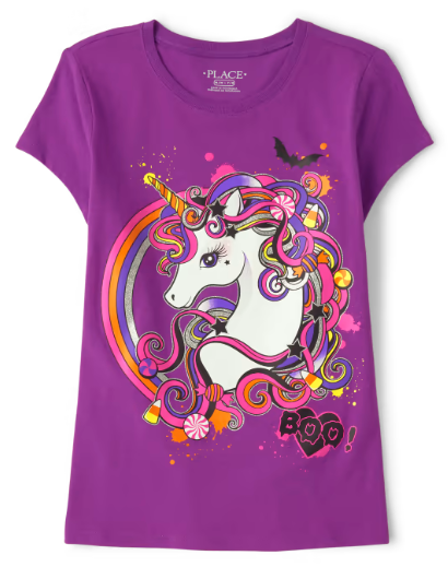 TODDLER & KID Purple Halloween Unicorn Tee