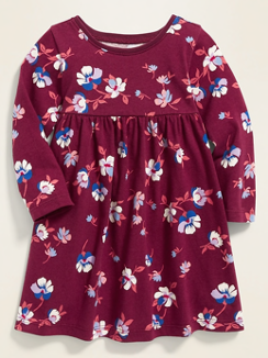 Maroon Floral Fit & Flare Jersey Dress