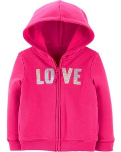 "Love" Zip Up Fleece Hoodie