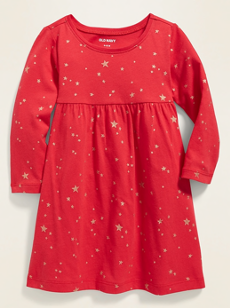 Red Stars Fit & Flare Jersey Dress