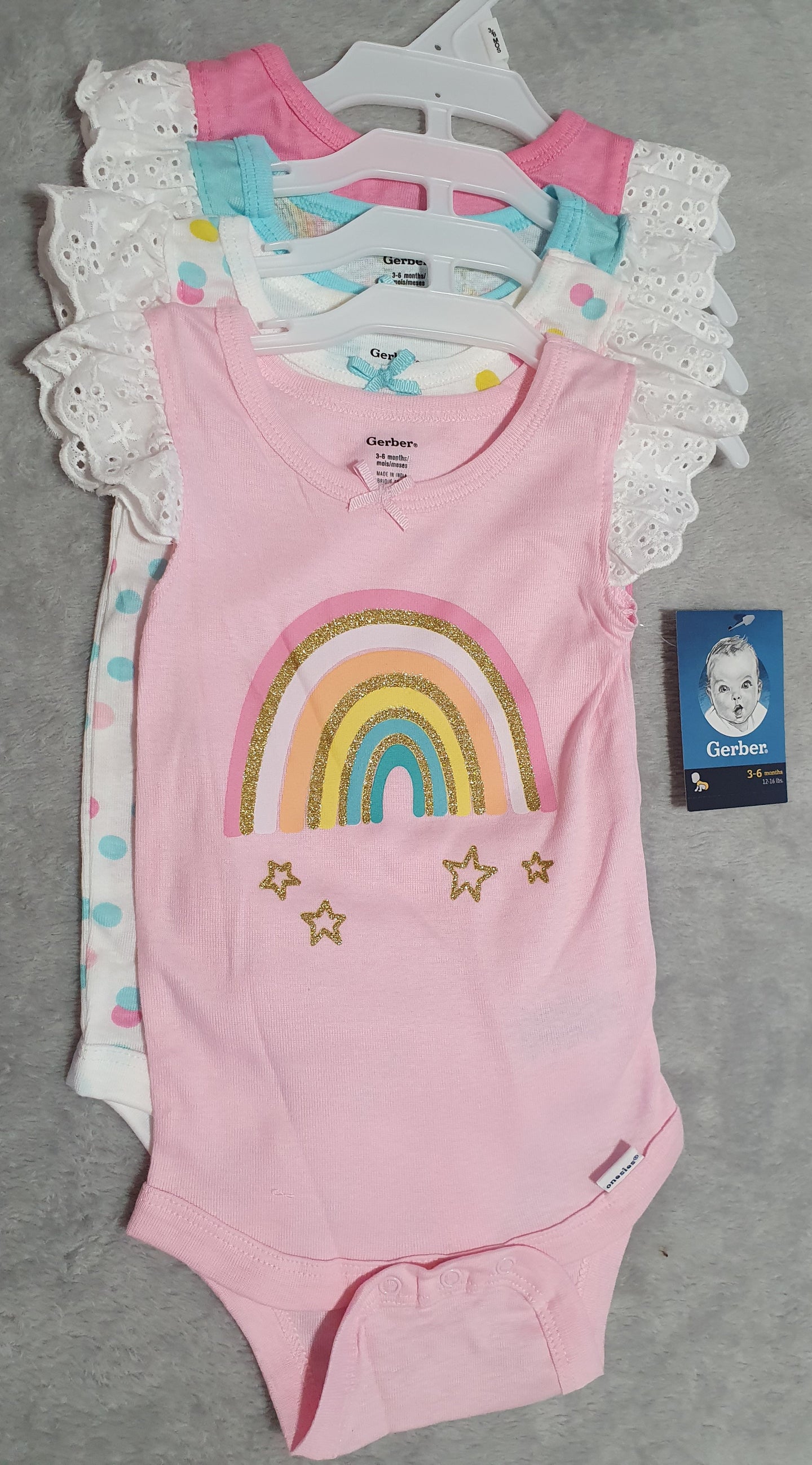 4-pk Rainbow Onesies