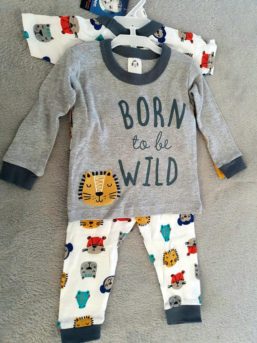 'Born To Be Wild' Animal 4-pc PJ set