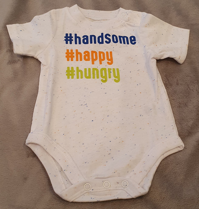 '#handsome #happy #hungry' Onesie