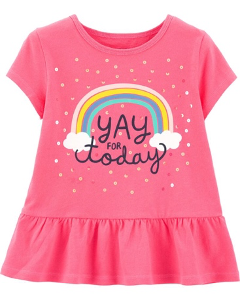 "Yay for Today" Rainbow Peplum Top