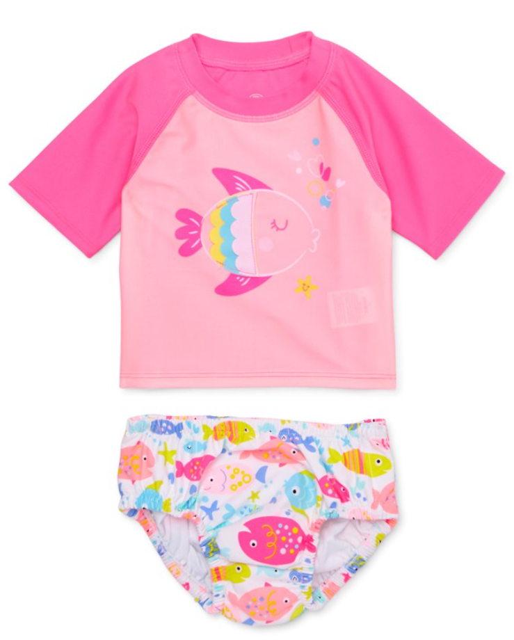 2-pc Fish Swimsuit with Swim Diaper