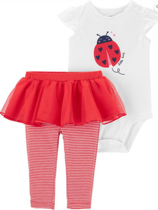 2-pc 'Little Lady' Ladybug Bodysuit & Tutu Pant Set