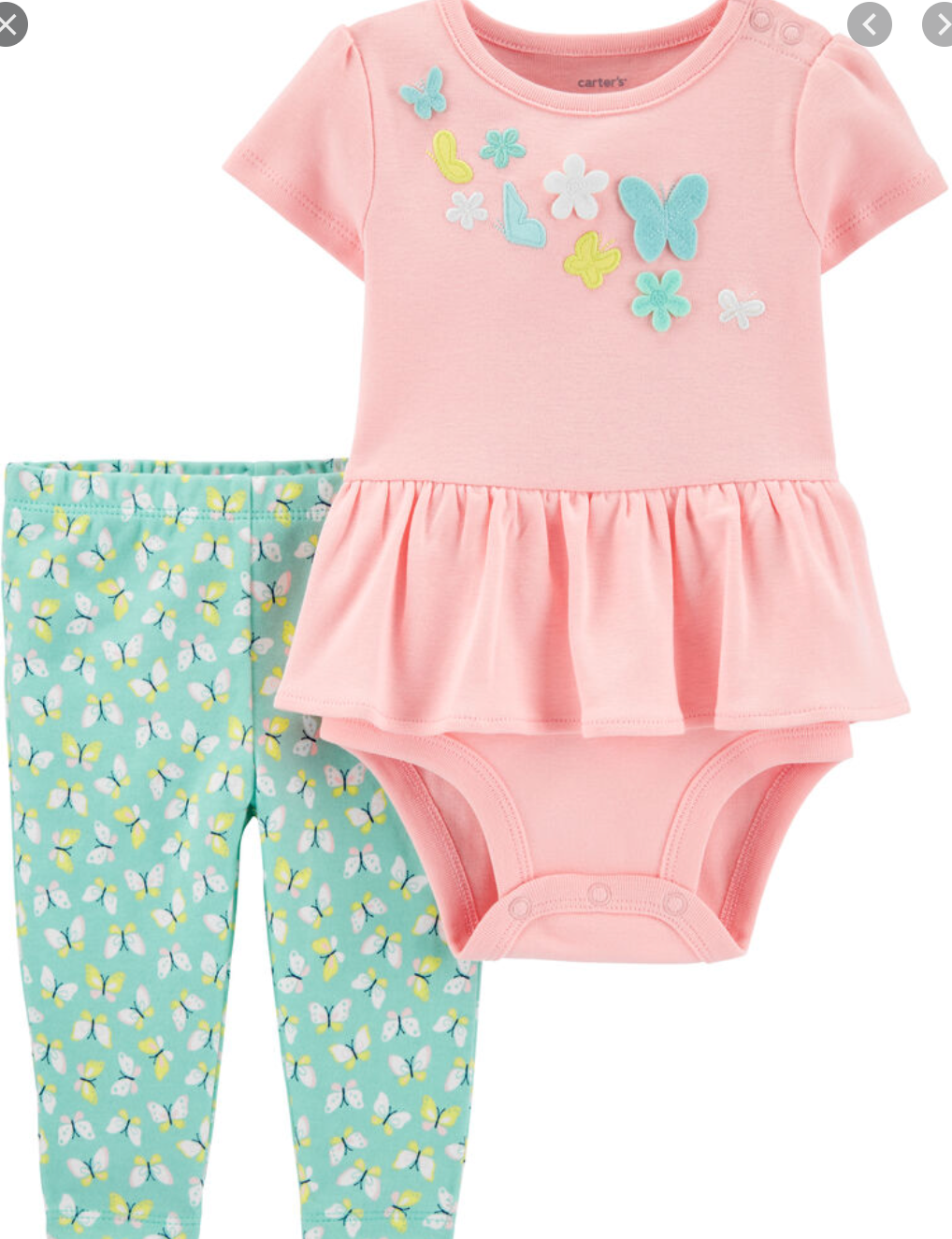 2-pc Butterfly Peplum Bodysuit & Pant Set