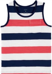 Red & Navy Striped Tank Top