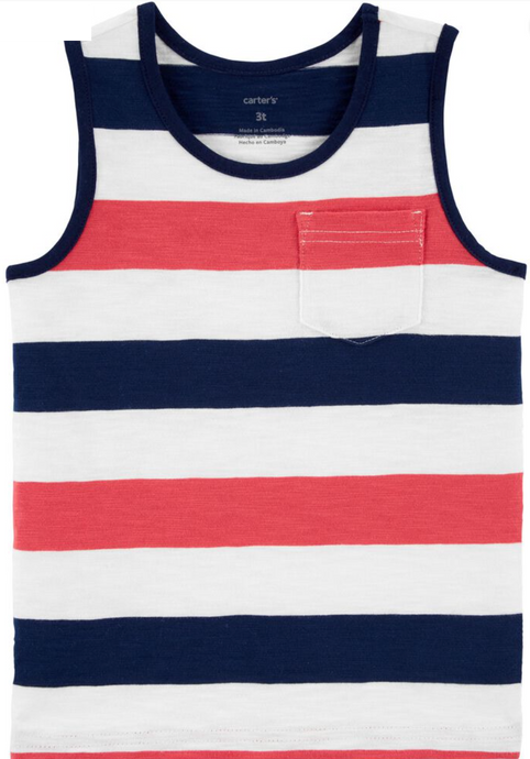 Red & Navy Striped Tank Top