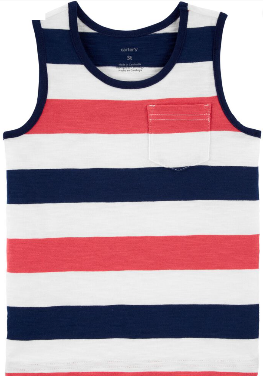 Red & Navy Striped Tank Top