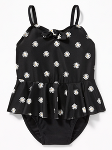 Black Daisy 1-pc Swimsuit