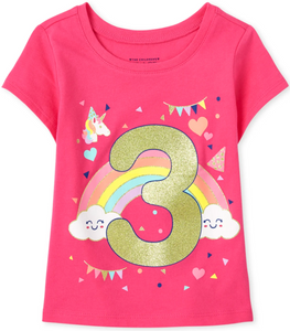 Pink '3' Birthday Tee