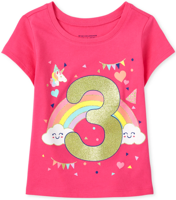 Pink '3' Birthday Tee