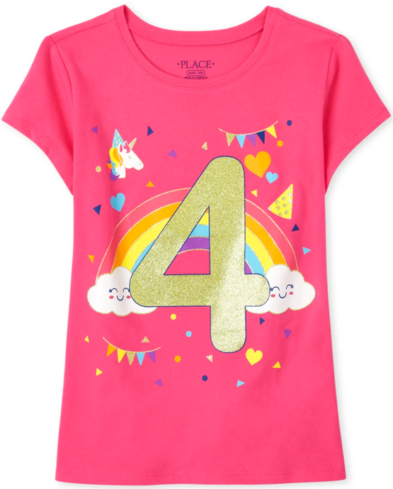 Pink '4' Birthday Tee