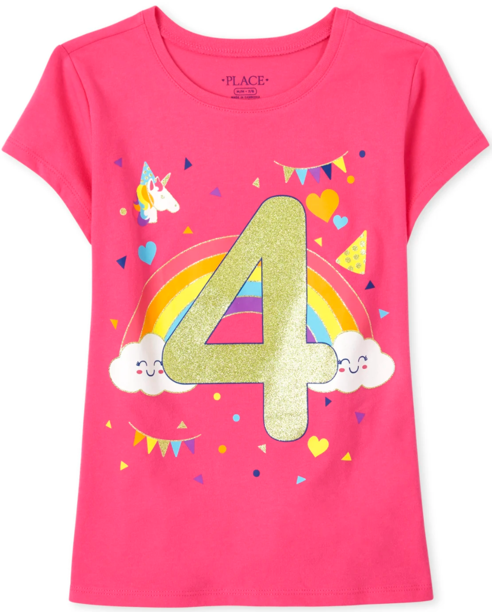 Pink '4' Birthday Tee