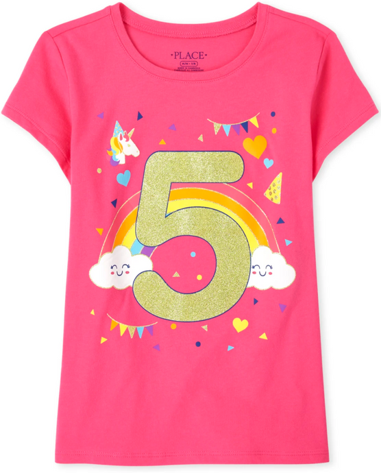 Pink '5' Birthday Tee