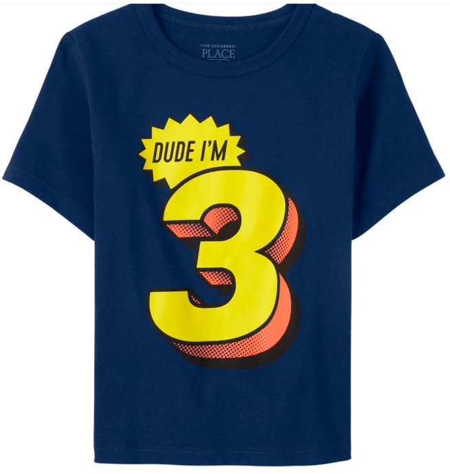 'Dude I'm 3' Birthday Tee