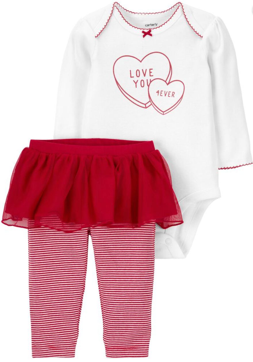 'Love you 4ever' Onesie & Tutu Pant Set