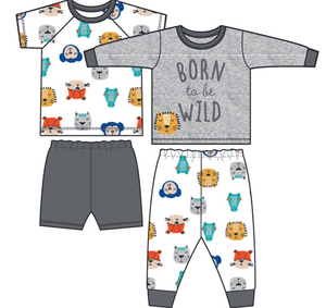 'Born To Be Wild' Animal 4-pc PJ set