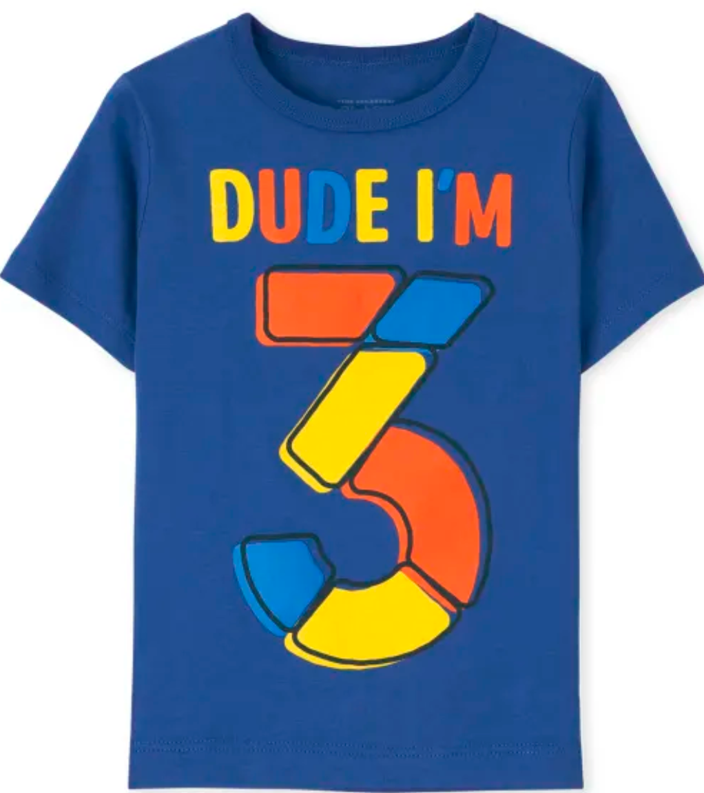 'Dude I'm 3' Birthday Tee