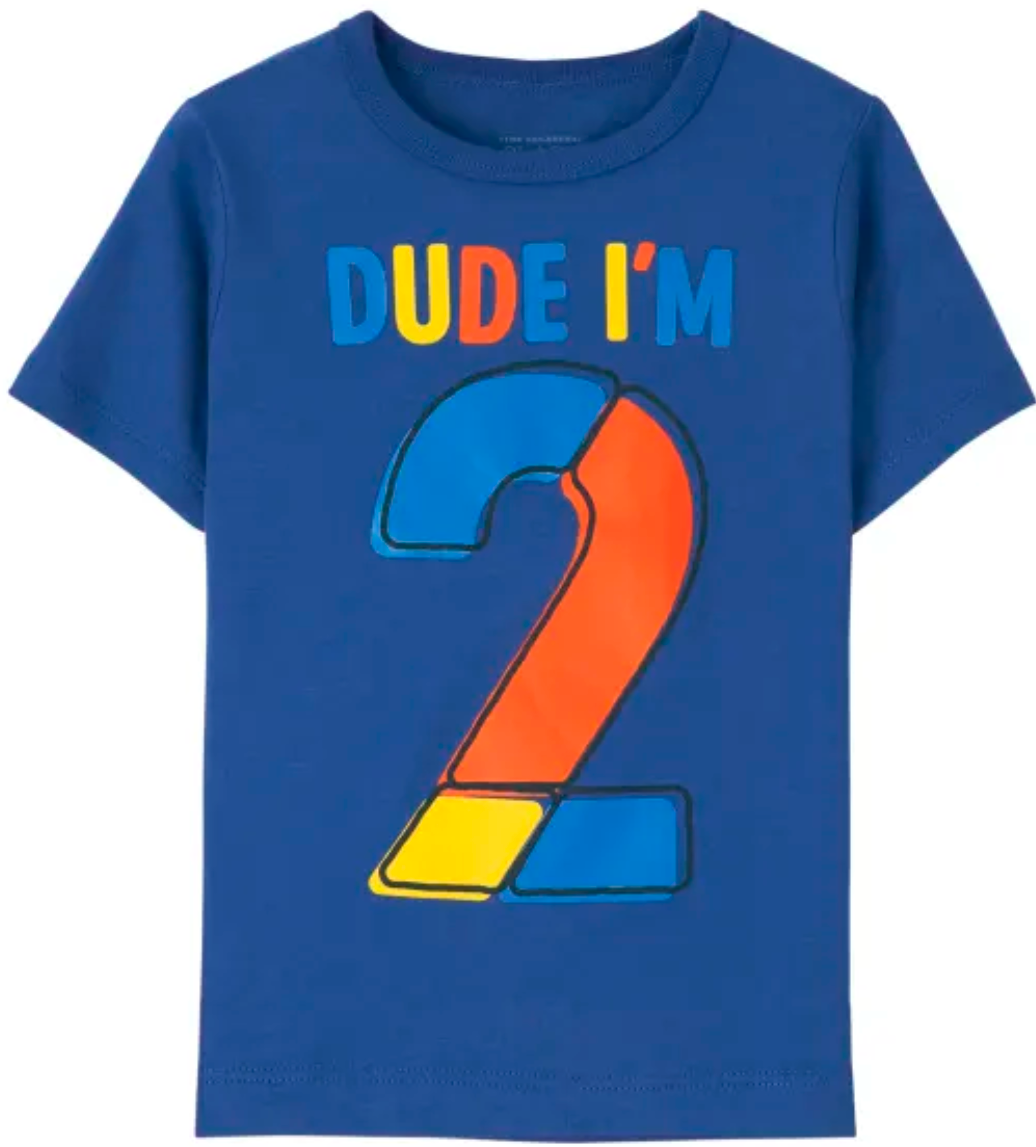 'Dude I'm 2' Birthday Tee