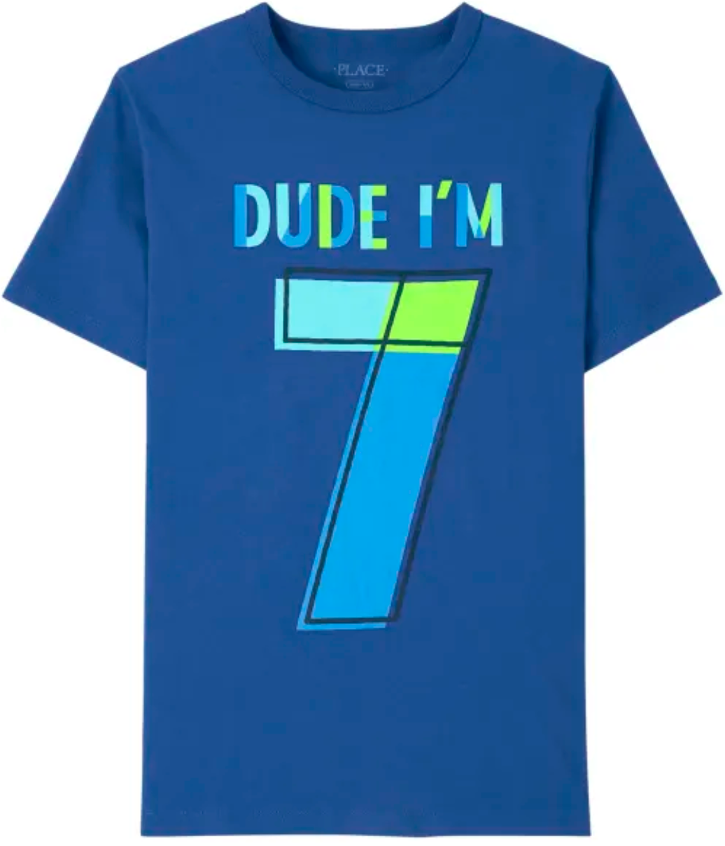 'Dude I'm 7' Birthday Tee